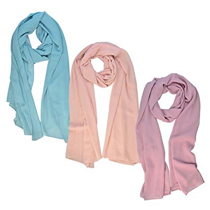 Amazon.com: Wobe 3st Kvinnor Mjuk Chiffong Scarves Sjal Lång Scarf