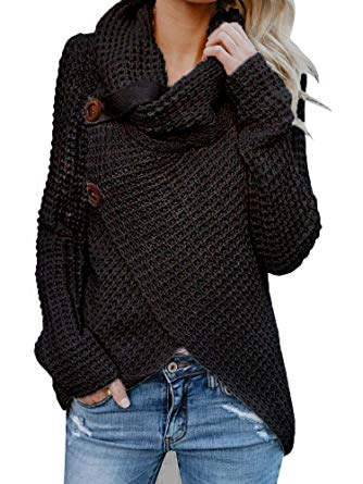Inorin Damtröjor Casual Cowl Neck Chunky Cable Knit Wrap