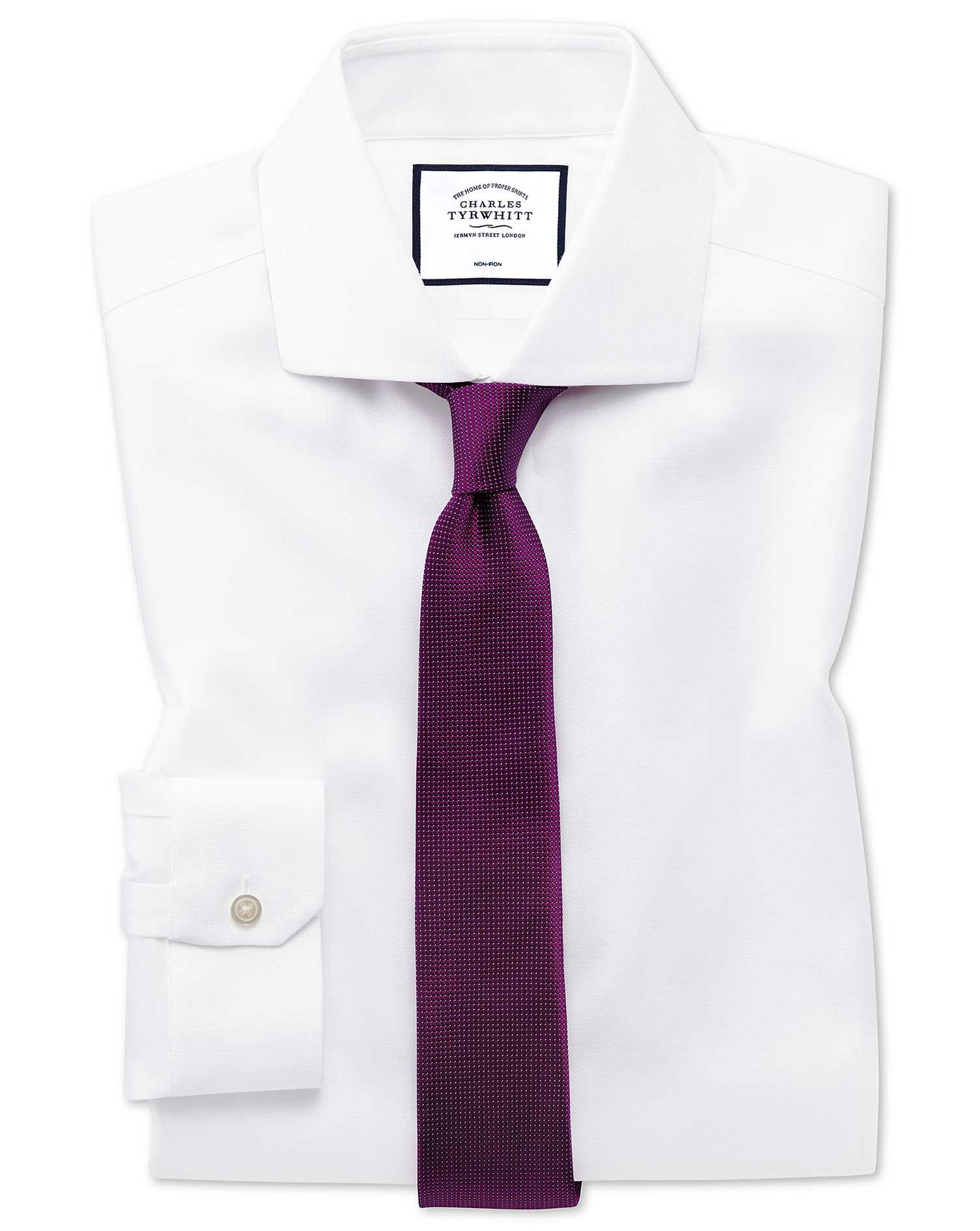 Super slim fit järnfri vit Oxford stretchskjorta |  Charles Tyrwhitt