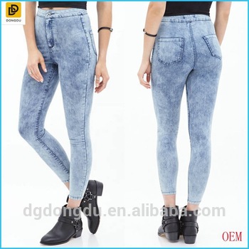 2017 Fashion Stone Washed Skinny Jeans För Kvinnor - Köp Jeans