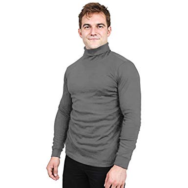Utopia Wear Premium Cotton Blend Interlock Turtleneck Herr T-Shirt kl