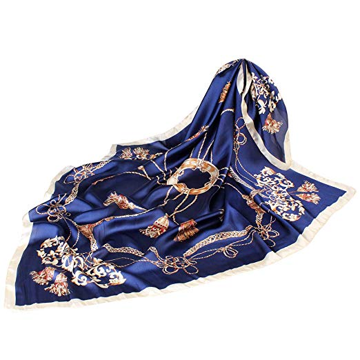 Satin Silk Scarf För Dam Storlek 90cm90cm Stora Fyrkantiga Sidenscarfs