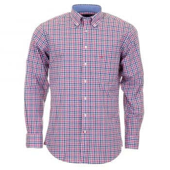 Fynch-Hatton rosa och grå rutig skjorta