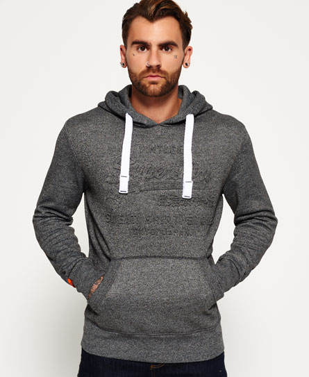 Superdry Toppar |  Sweat Shirt Store präglad hoodie Dark Smoke Grit