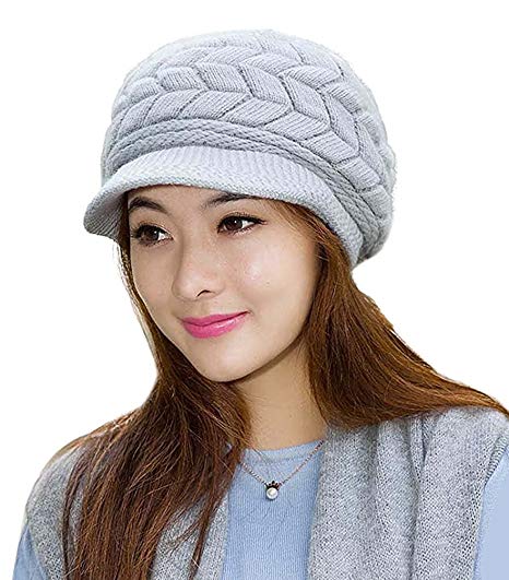 Loritta Dam Vinter Varma Stickade Mössor Slouchy Wool Beanie Hat Keps