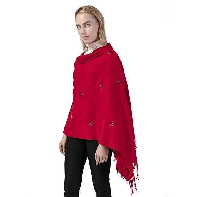 Röd Fashion Cashmere Scarf Wraps Sjal Handgjorda Pashminas, jul