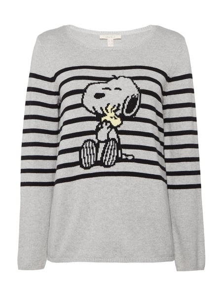 ESPRIT Pullover med Peanuts®-Muster i Grau / Schwarz online köp