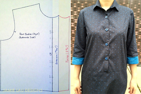 Polka Dot Shirt Klänning med knappslå Handledning / Britex Tyger