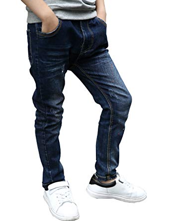 Amazon.com: BYCR Jeans med skinny elastisk midja för pojkar