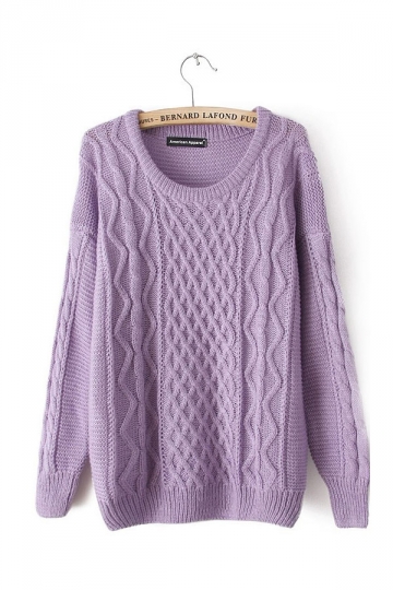 Cable Knit Pullover Lila Tröjor Tröjor Klänningar För Dam