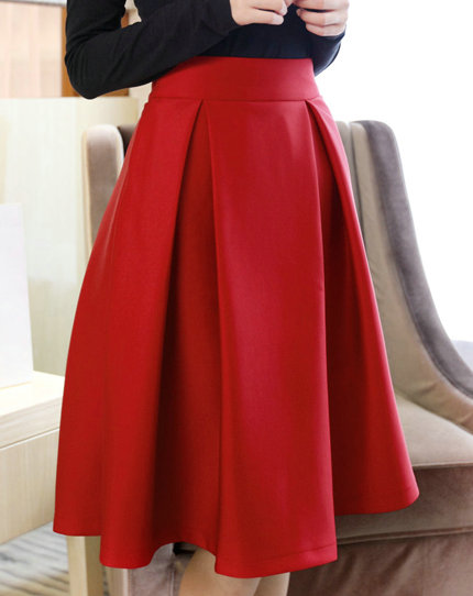 Hög kvalitet söta kvinnor höst/vinter kjolar, vinröda kjolar, röda