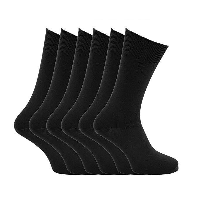 Enfärgade strumpor i 100 % bomull för herrar (förpackning om 6) (US Shoe 6,5 - 11,5) (svart