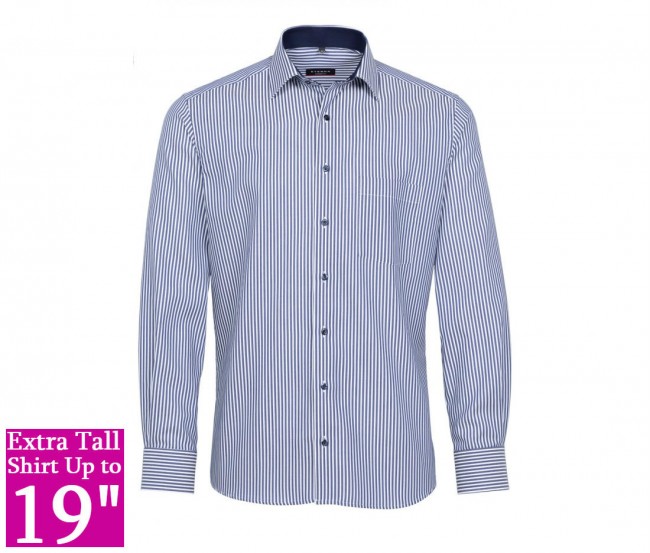 Eterna Modern Fit Tall Shirt Dark Blue Stripe- Köp online |  King size