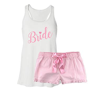 Classy Bride Bride Pyjamas Set - Rosa i Amazon Damkläderbutik: