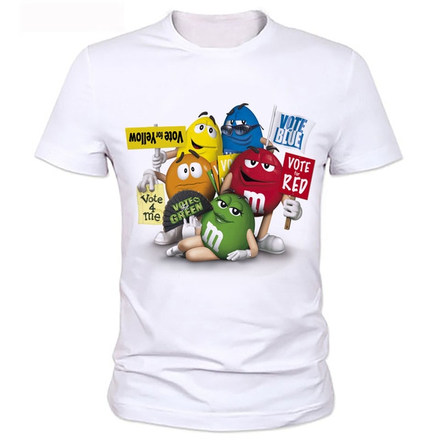 Mannens tryckta t-shirts New Cartoon Peanut chocolate m&m's Emoji