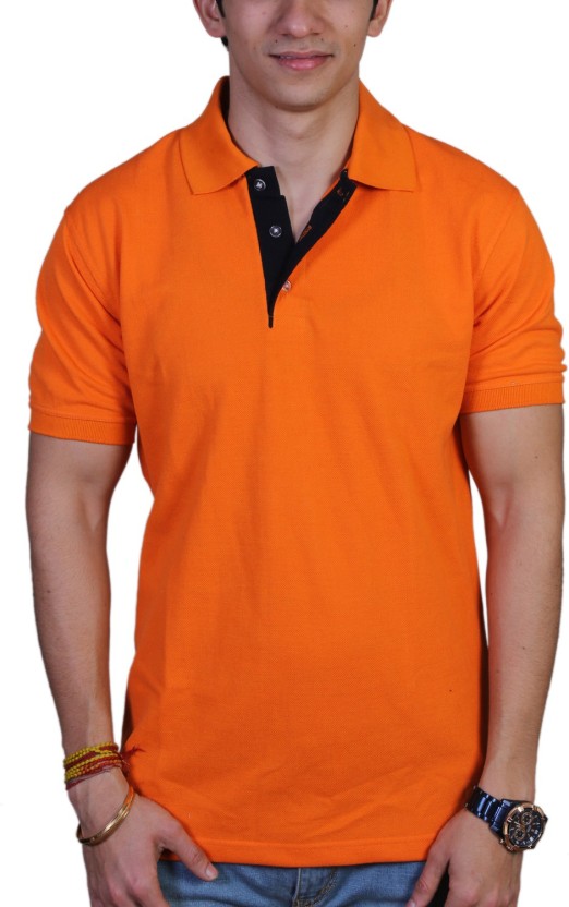 EPG Solid Men Polo Neck Orange T-Shirt - Köp Orange EPG Solid Men
