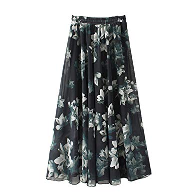 Amazon.com: Eleter Girl's Chiffong Skirt Long Skirt Fit SM (svart