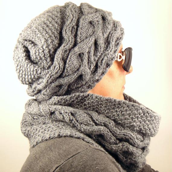 HATSCARFSET Vinterstickad mössa scarfset Chunky mössa och halsduk |  Etsy