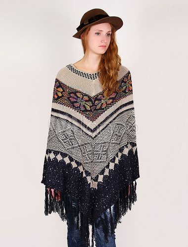 Kvinnor överdimensionerad tröja stickning Poncho Cape Bohemian fransar Plus