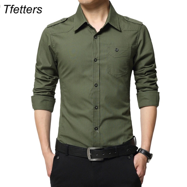 TFETTERS herrskjorta Epaulett Fashion helärmad epaulettskjorta