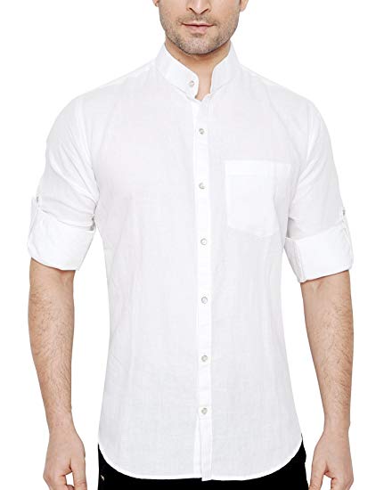 Global Rang Skjorta i linne med krage för män: Amazon.in: Kläder