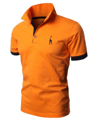 H2H Herr Casual Slim Fit Solid Giraffe Polo Shirts med Giraffe