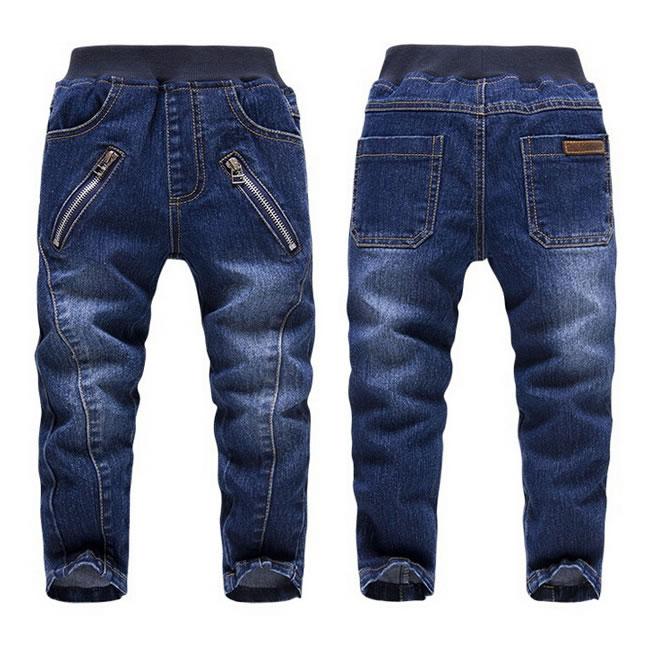 Högkvalitativa Baby Boys Jeans Höst Barn tvättad dragkedja Blå