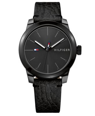 Tommy Hilfiger Tommy Hilfiger Herrklocka i svart läderband 42mm