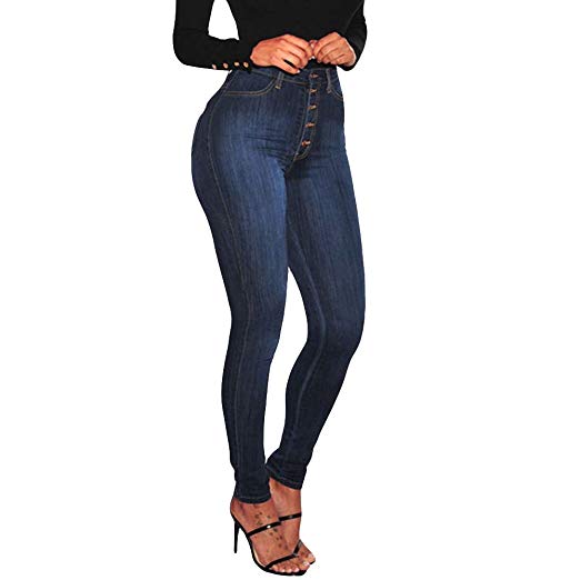 skalning ❤ Jeans med hög midja Kvinnor Skinny jeans med hög midja
