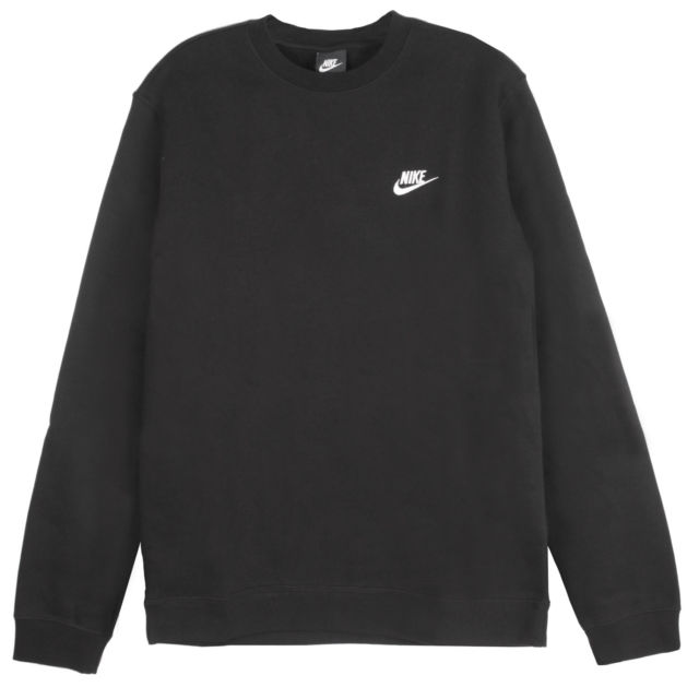 Nike Mens Club Crew Fleece sweatshirts 804340 Svart 010 XL till salu