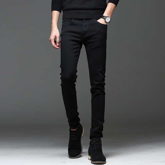 Nya 2018 svarta män jeans koreansk stil mode män skinny jeans