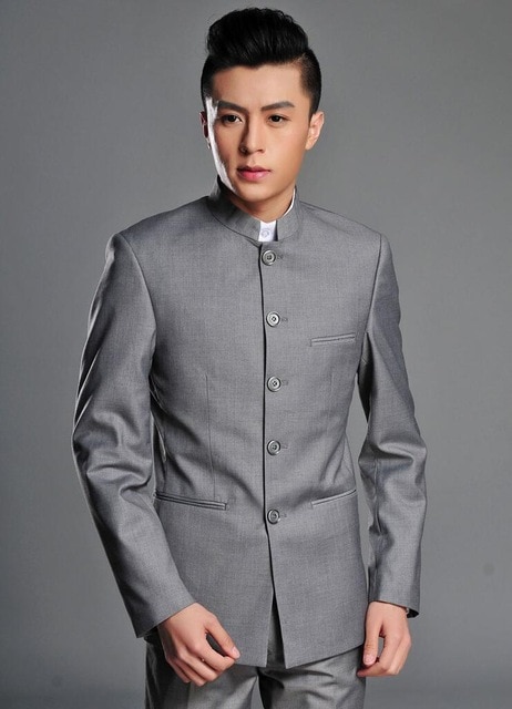 Blazer män formell klänning senaste kappa design kinesisk tunika kostym män
