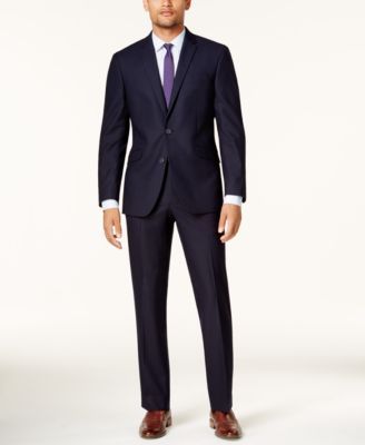 Kenneth Cole Reaction Herr Techni-Cole Navy Shadow Check Slim-Fit