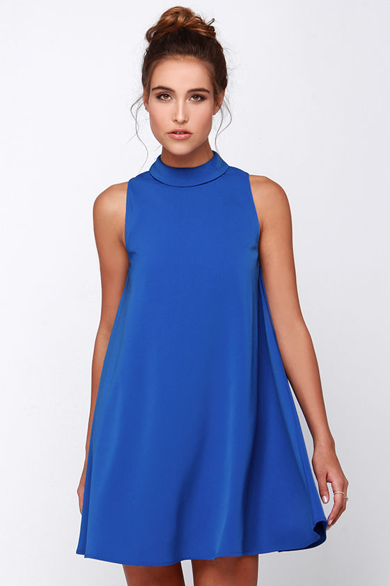 Söt blå klänning - ärmlös klänning - svängklänning - 77,00 $