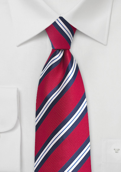 Preppy Repp Stripe Tie i rött och blått |  Bows-N-Ties.com