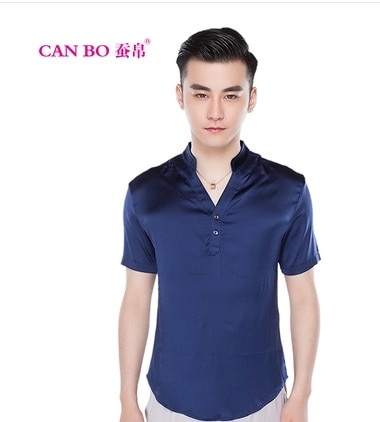 Kinesiska siden t-shirts manliga kortärmade sommar kinesiska män