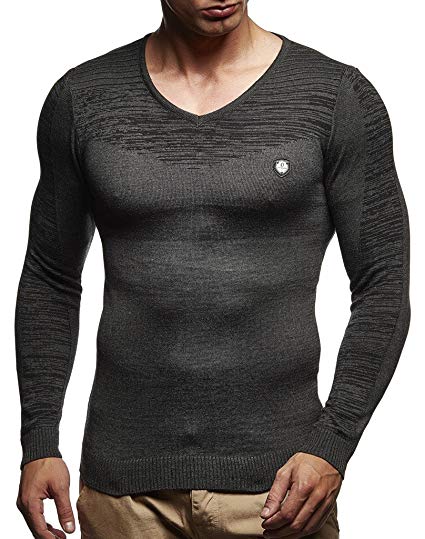 Amazon.com: LEIF NELSON huvtröja, stickad tröja för herr Basic V