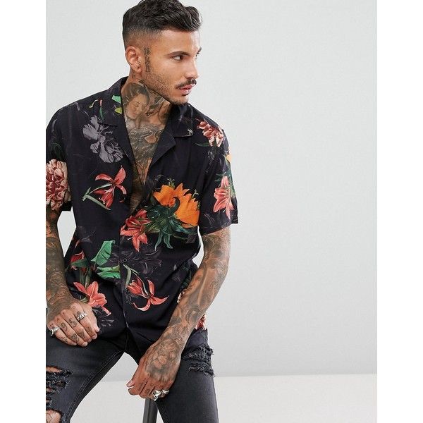 ASOS Regular Fit Viskosskjorta i blommönster ($39) ❤ gillade på