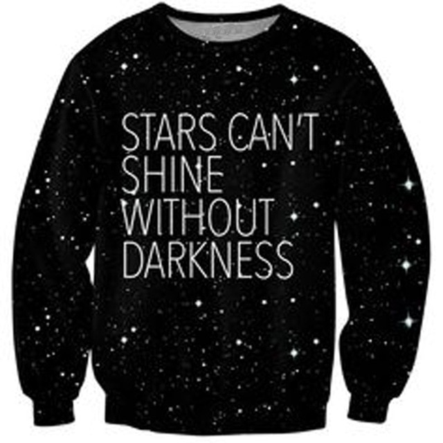 Stars Crewneck Sweatshirt stjärnor kan inte lysa utan darkness galaxy