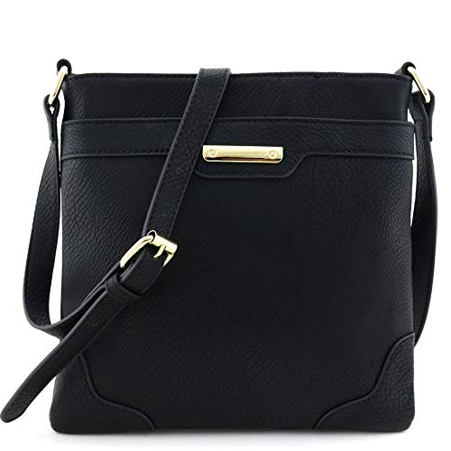 Dammode Medium Size Crossbody-väska med guldplåt Svart