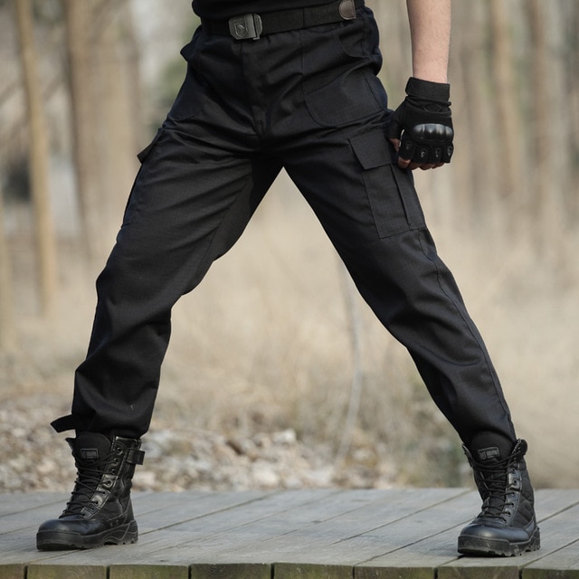 Svarta Military Tactical Cargo Pants Herr Army Tactical Sweatpants