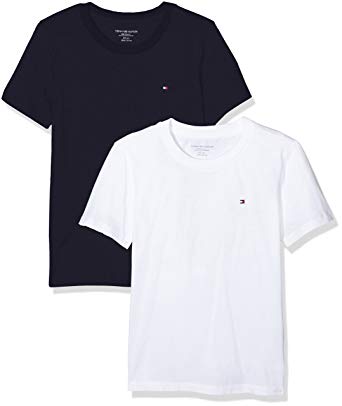 TOMMY HILFIGER T-SHIRTS tommy hilfiger 2-pack icon bomull t-shirts med rund hals för pojkar, vita FXQSSUZ