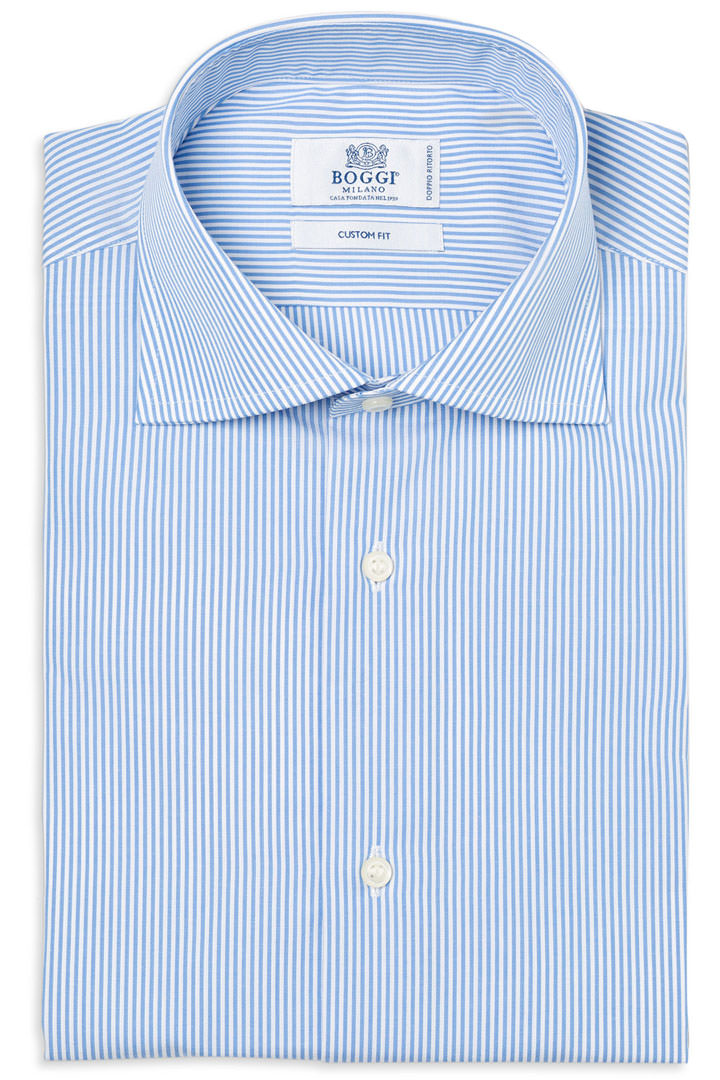 Two Ply Shirts tvålagers popeline bomullsskjorta, ljusblå, stor UZEMWPS