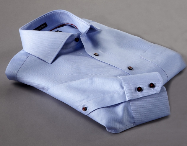 Two Ply Shirts isblå tvåply gabardine limited edition klänningskjorta ZWOHCYW