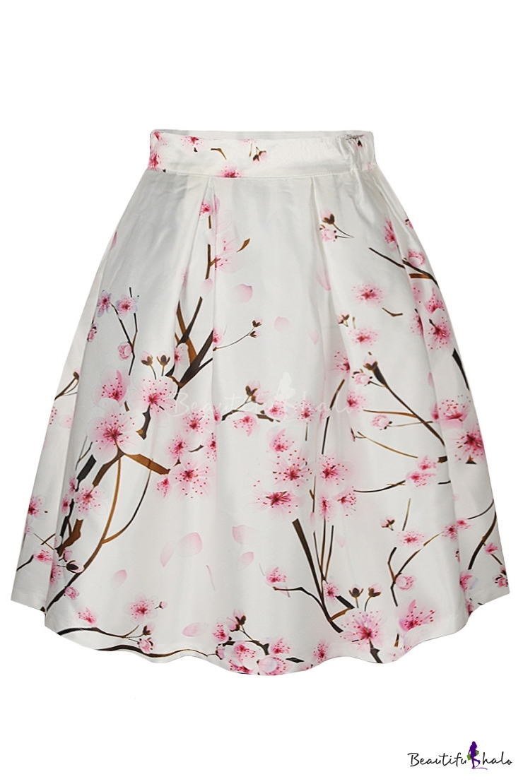 A-Line kjolar persikoblommande hög midja a-linje kjol - beautifulhalo.com JULZKGU