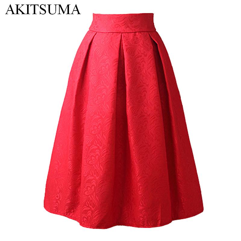 A-linje kjolar 2018 grossist akitsuma sommar midikjolar dam hög midja en linje kjol knälång avslappnad JKMJDPP