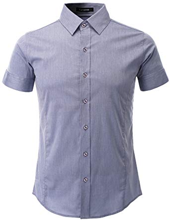 Klänningskjortor flatseven herr slim fit basklänningar kortärmade skjortor (sh401) blå, xs YEGDGSH