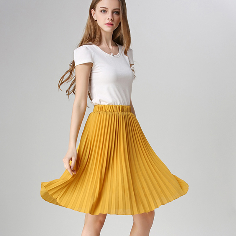 Plisserad kjol för kvinnor plisserad chiffongkjol LKKISZE