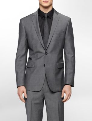 Calvin Klein passar body slim fit grå tick suit jacka FVJMYFH