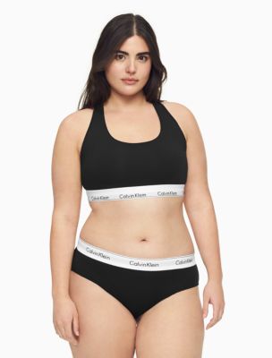 CALVIN KLEIN DAM UNDERKLÄDER modern bomull plus ofodrad bralette + bikini MWAYPYM